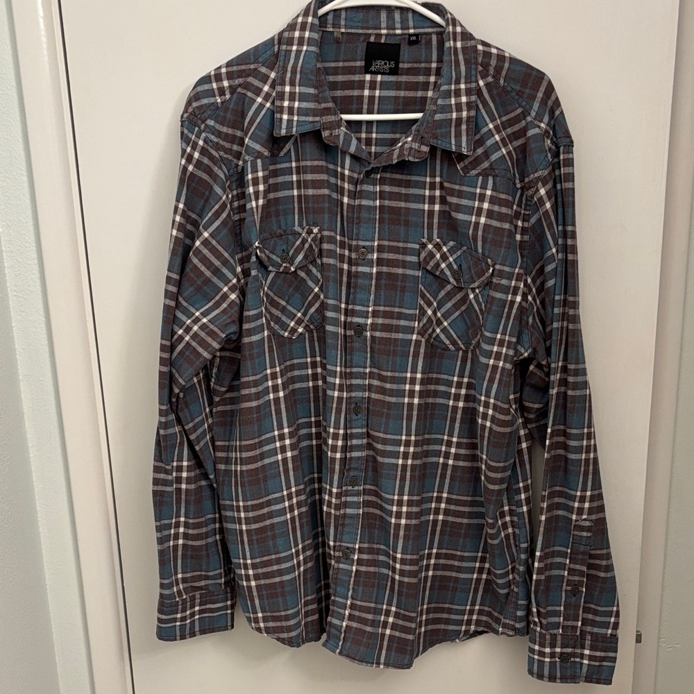 Various Artists Plaid Flannel  Long Sleeve Shirt